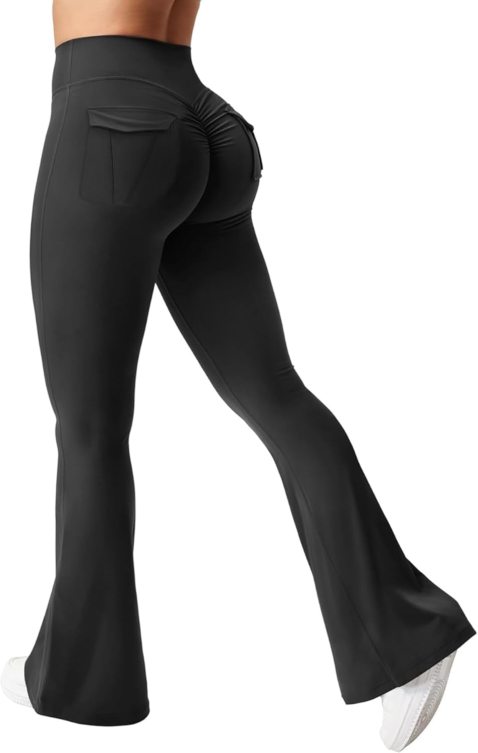 Skiennix Women's Flare Leggings - High Waisted Butt Lifting Yoga Pants with Pockets | Bootcut Design