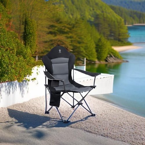 Ever Advanced Folding Camping Chair - High Back Padded Oversized Portable Lawn Chairs | Lightweight Steel, Black (2 Pack)