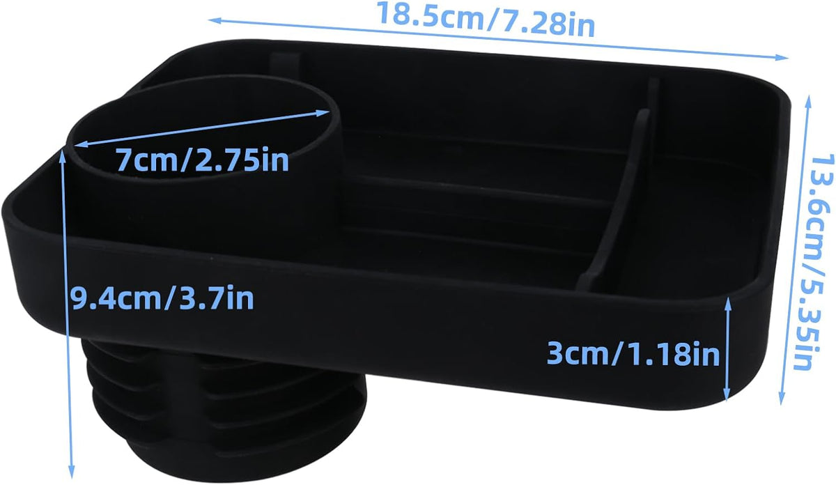 Car Cup Holder Tray -Expander- 3 in 1 Detachable Silicone Food Table Tray - Fits Most Car Seats, Road Trip Essentials Accessories Gadgets