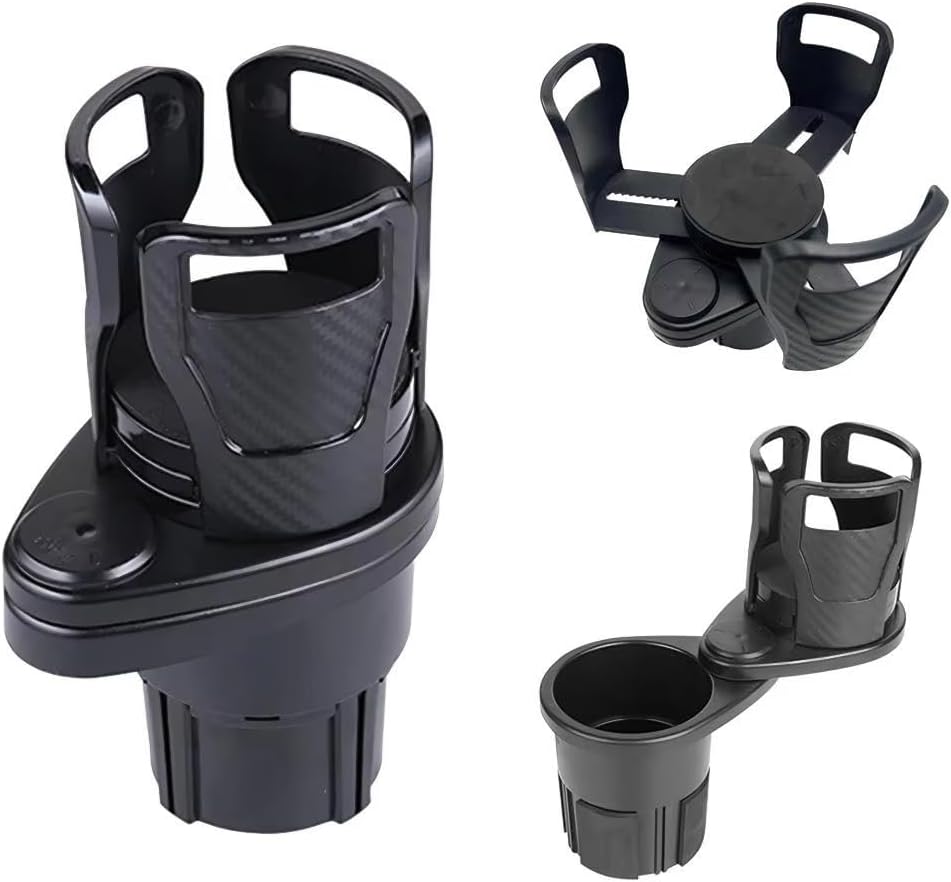 Car Cup Holder Expander for Mercedes-Benz SLK-Class R172 2012-2016 2-in-1 Dual Cup Mount Organizer with 360 Degree Rotating Adjustable Base Black 1 Pack