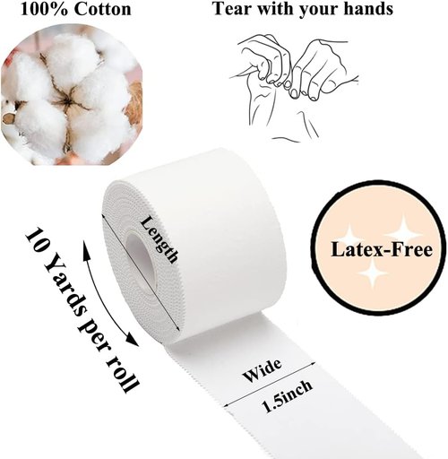 ADMITRY Athletic Tape - Strong White Sports Tape with No Sticky Residue | 5 Pack for Gymnastics, Boxing, and More