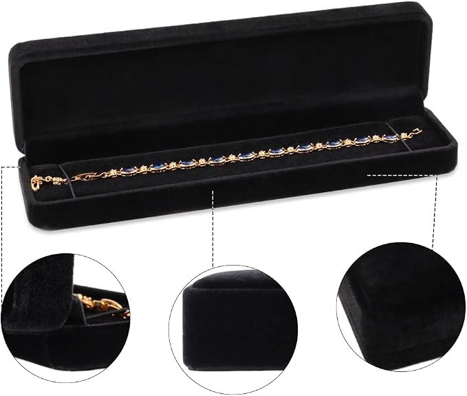 iSuperb Set of 2 Velvet Necklace Box Long Bracelet Box Display Chain Jewelry