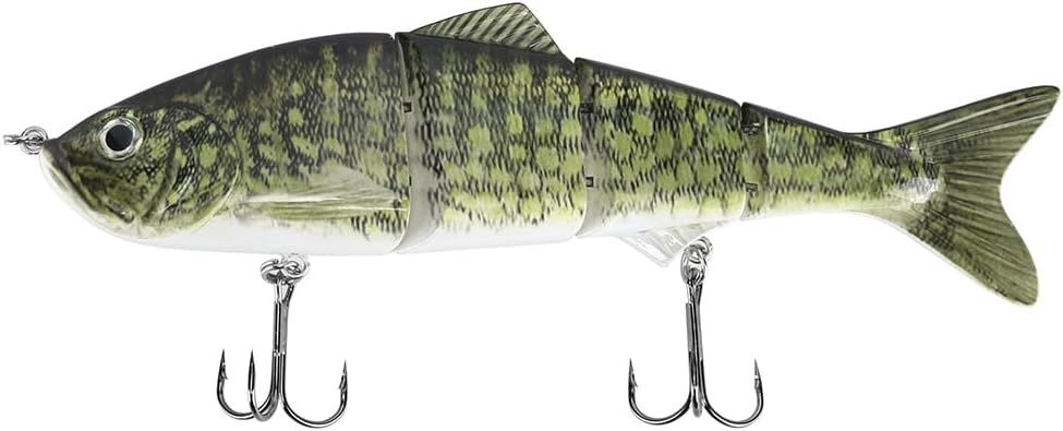 Skiennix 10-Inch Multi-Jointed Swimbait Fishing Lure - 4-Segment Sinking Bass Crankbait with Treble Hook