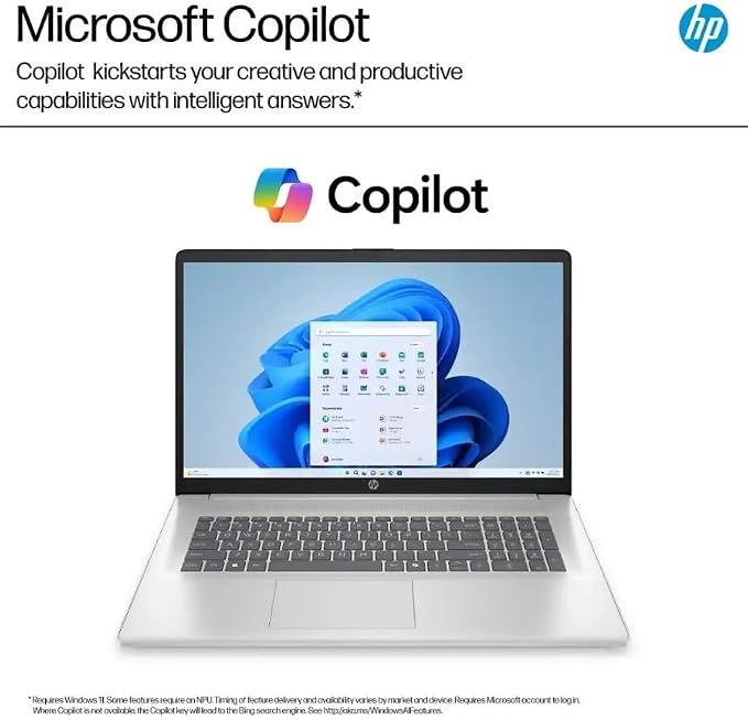 HP 17.3" FHD IPS Laptop, Quad Core AMD Ryzen 5 7520U (Beat i7-1255U) 8GB DDR5 RAM 512GB SSD, Business-Student Laptop with Copilot AI Fast Charge Private Webcam Wifi6 Win11, w/GM Accessory