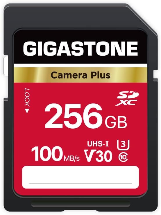GIGASTONE 256GB SD Card, Camera Plus, UHS-I V30 U3 SDXC Memory Card High Speed