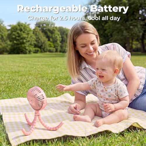 AMACOOL Battery Operated Stroller Fan, Portable Clip On Fan Rechargeable