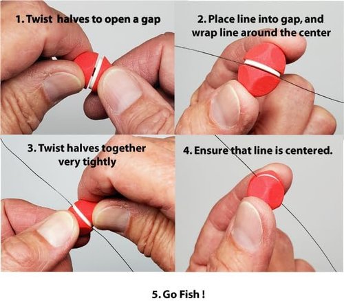 American Strike Indicator - Fly Fishing Line Float with Easy-On Unified Design | Red and White Color