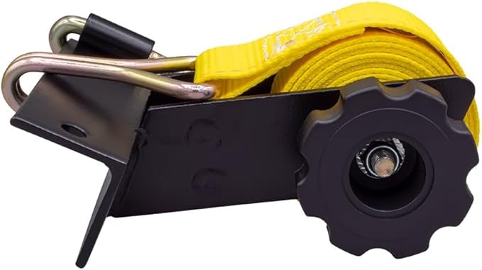 Mytee Products 2 Pack 1-1/2"x7' Yellow Ladder Rack Ratchet Straps with J-Hook (Pair) - 500 lbs Square Tube Mount - Retractable Ratchet Tie Down Strap for Roof Rack