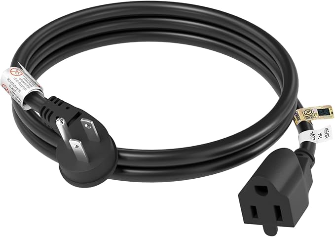 FIRMERST 1875W Flat Plug Extension Cord 3 Feet 14 AWG 15A Black, UL Listed