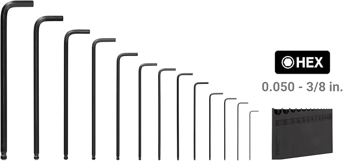 TEKTON Ball End Hex L-Key Set with Holder, 13-Piece (0.050-3/8 in.) | KLX91102