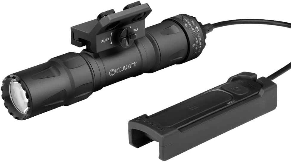 OLIGHT Odin S Tactical Flashlight - 1500 Lumens Rechargeable Weaponlight with Remote Pressure Switch | IPX8 Waterproof, 250m Range (Black)