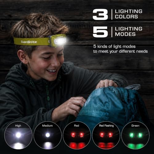 EverBrite Headlamp, 300 Lumens LED Head Lamp for Kids & Adults, Red Light