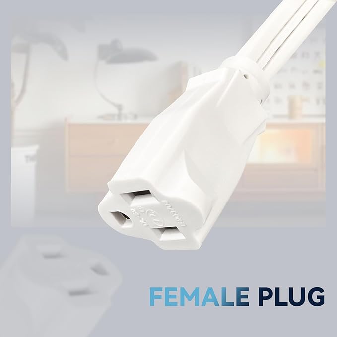 EP 6 Ft Heavy Duty Appliance Extension Cord - 14 Gauge 3 Prong SPT-3 Cable Wire, Ideal for Air Conditioners, Refrigerators, and Major Appliances - Indoor Use, White