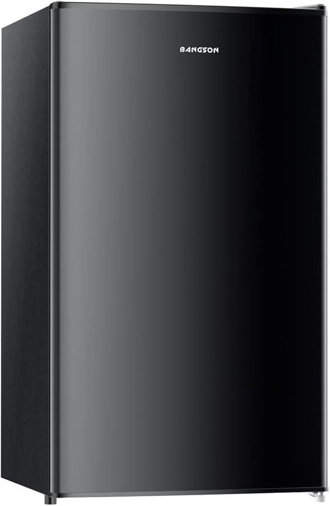 Mini Fridge with Freezer, 3.2Cu.Ft, Single Door Small Refrigerator, Energy-efficient, Low Noise, Mini fridge for Bedroom Dorm and Office, Black