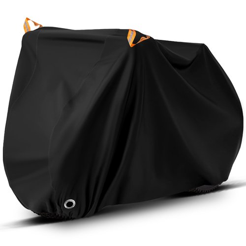 Bike Cover (Fits 1/2 Bikes), Outdoor Waterproof Bicycle Cover Rain & Sun Protection Dustproof Windproof Bicycle Accessories with Lock Hole Reflective Strips Suitable for Mountain Road E-Bikes (Black)