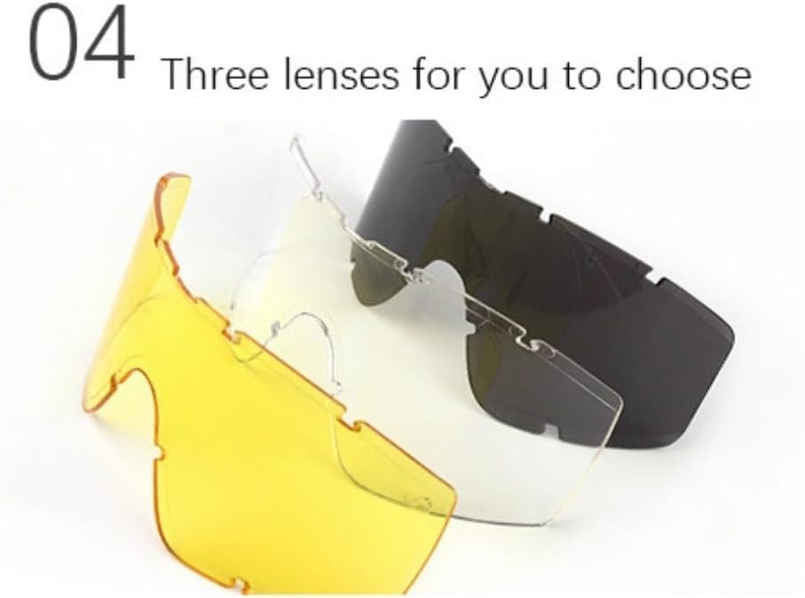 Skiennix Tactical Military Goggles - 3 Interchangeable Lenses for Wind & Dust Protection | Ideal for Airsoft & Cycling
