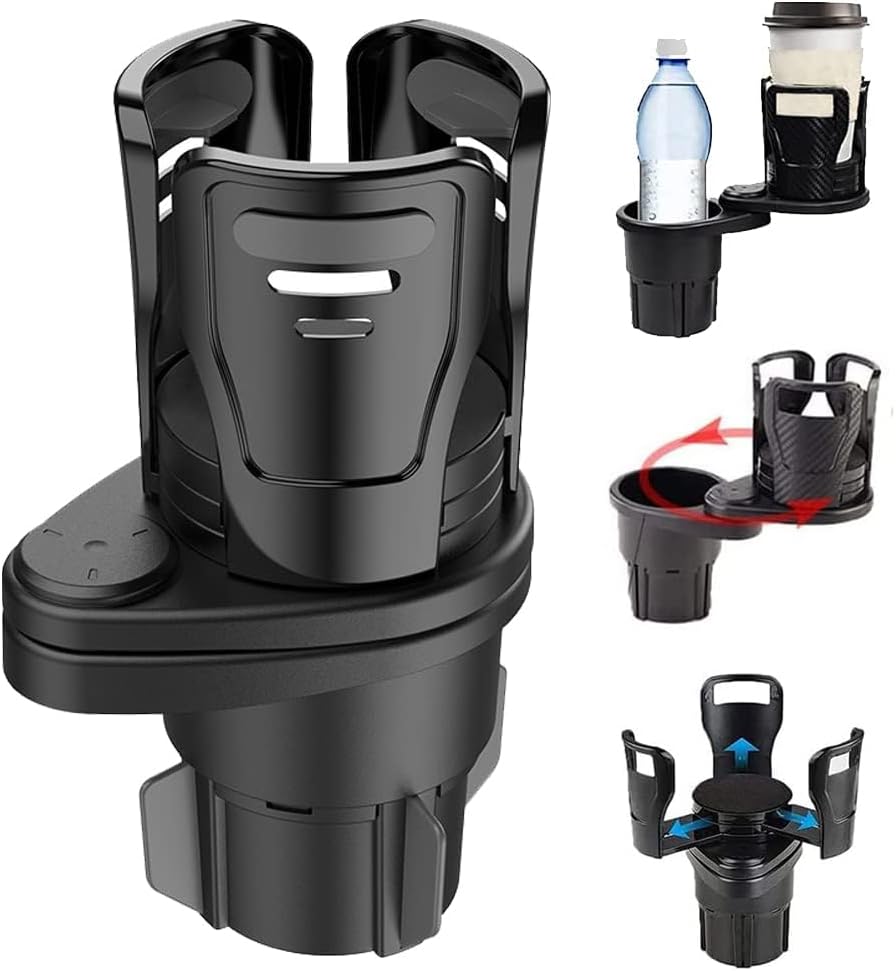 Car Cup Holder Expander for 2024-2025 2026 Toyota Land Cruiser, Cup Holder Adapter with Expandable Arm and Adjustable Base,Matte Black