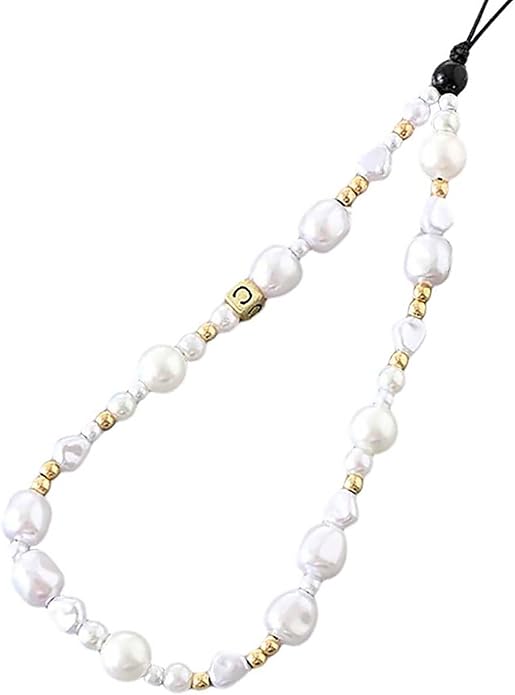 Beaded Phone Charm Lanyard Strap Girly Style Fixed Beads Pearl Lanyards