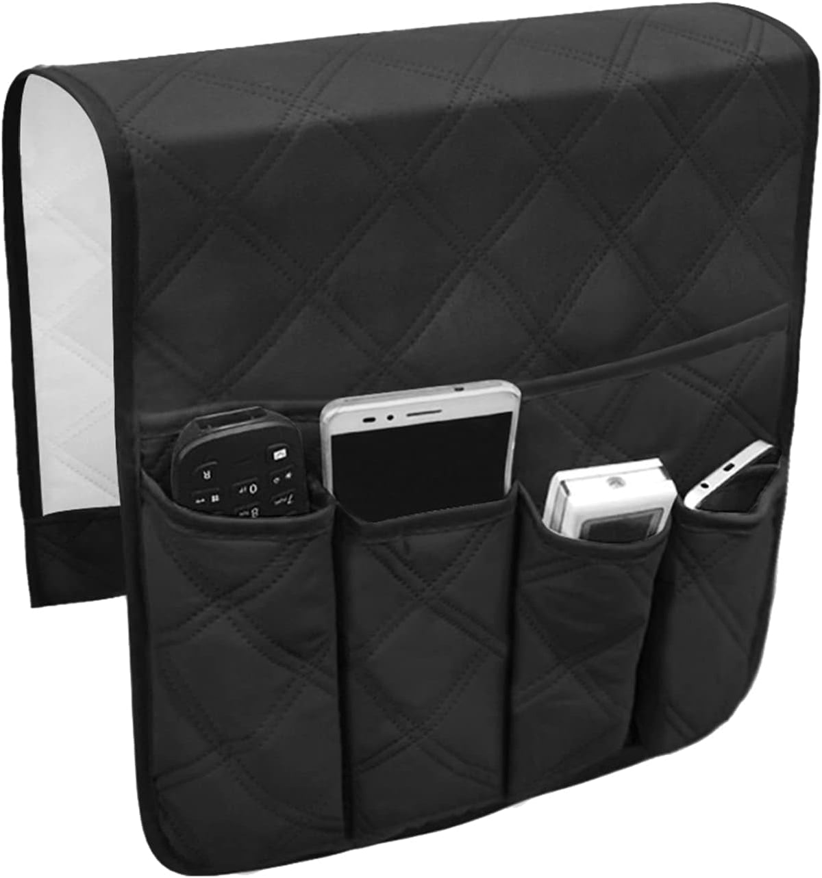 IPENNY Couch Sofa Armrest Organiser Chair TV Remote Holder Bed Storage Pocket Bag for Cellphone Tablet Notepad Book Magazines DVD Eyewears Drinker Snacks Holder Pouch