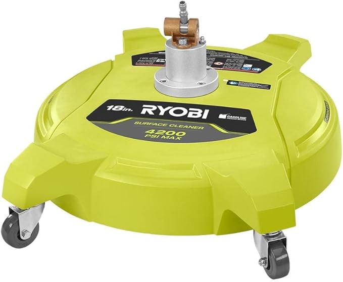 RYOBI 18 in. 4200 PSI Quick Connect Pressure Washer Surface Cleaner for Gas Pressure Washers with Caster Wheels Green