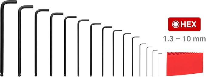 TEKTON Ball End Hex L-Key Set with Holder, 15-Piece (1.3-10 mm) | KLX91203