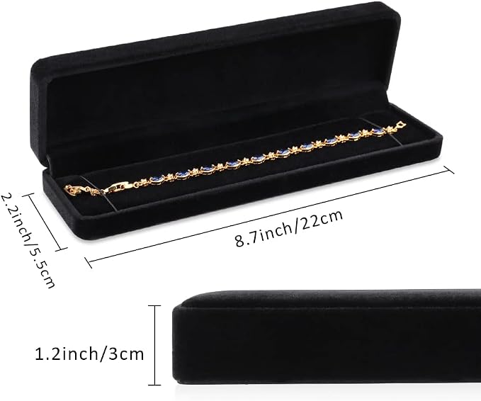 iSuperb Set of 2 Velvet Necklace Box Long Bracelet Box Display Chain Jewelry