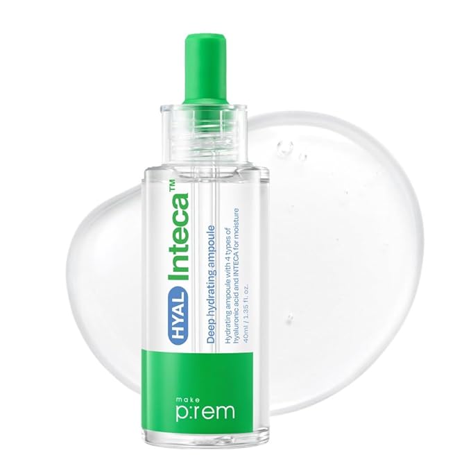 MAKE P:REM Hyal Inteca Deep Hydrating Ampoule, 4X Hyaluronic Acid Complex for Quick Hydration, Korean Skin Care for All Skin Types, 1.35 fl.oz, 40ml