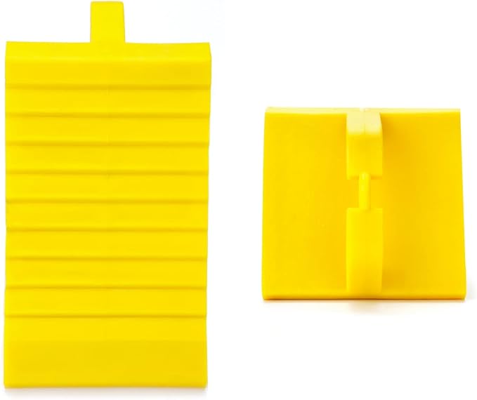 QWORK RV Wheel Chocks, 4 Pack Heavy Duty Car RV Tire Chocks Camper Chocks with Handle and Rope, Car Truck Stopper for Travel Trailers, Camper, Cars, Truck, Yellow