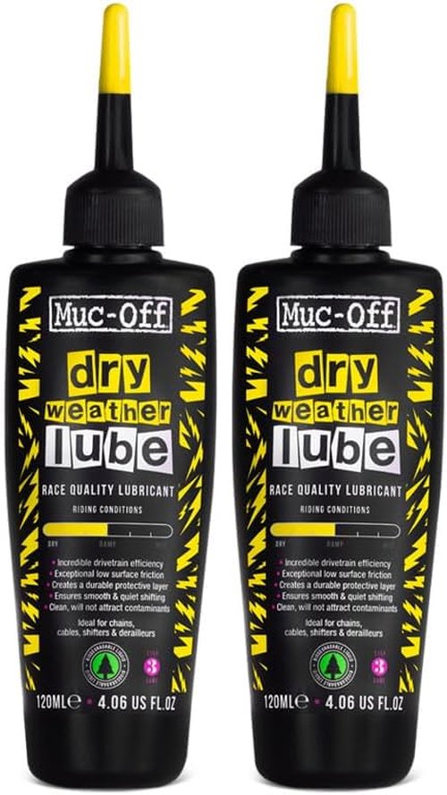 Muc-Off Dry Chain Lube - Biodegradable Bike Chain Oil for Dry Conditions | 2 Pack, 4 fl oz
