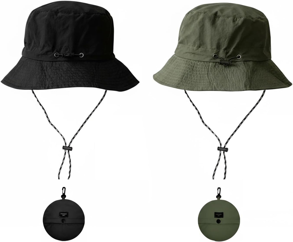 Skiennix Quick Dry Bucket Hat - Packable Rain Hat with Detachable Chin Strap for Outdoor Fishing