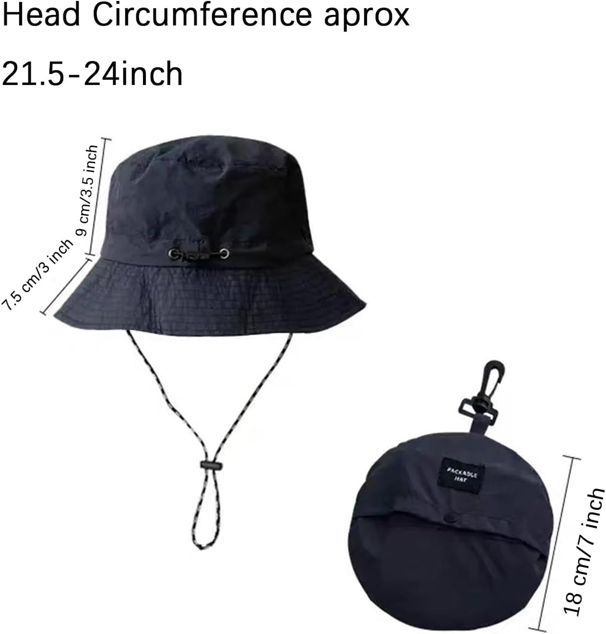Skiennix Quick Dry Bucket Hat - Packable Rain Hat with Detachable Chin Strap for Outdoor Fishing