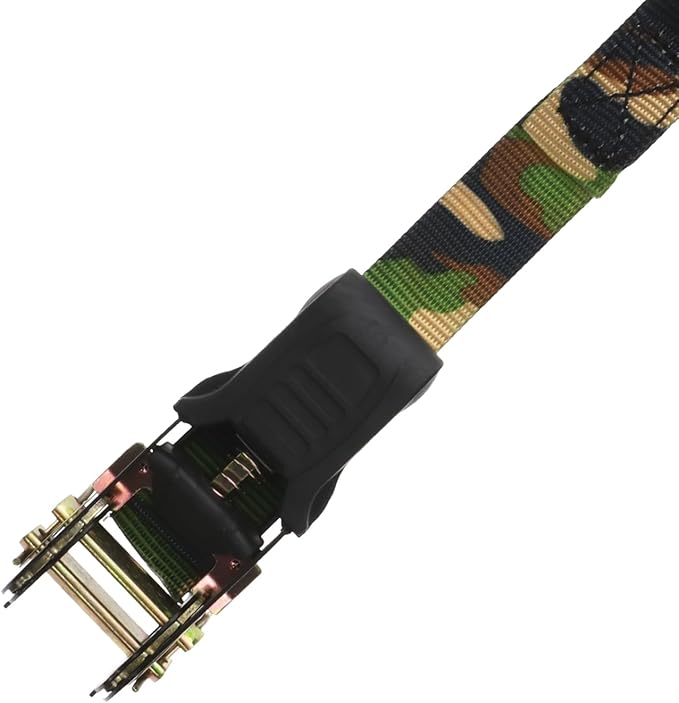 HME Durable Reliable Versatile Weather-Resistant Camouflage Ratchet 1500 lb Capacity 1' x 8' Tie-Down Straps - 4 Pack