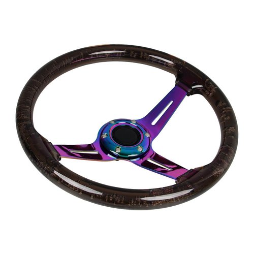 Black Crystal Acrylic Racing Steering Wheel 350mm/13.8'' Golf Cart Steering Wheel Universal for Club Car EZGO RXV & TXT, Yamaha,Race and Sim Racing Setup
