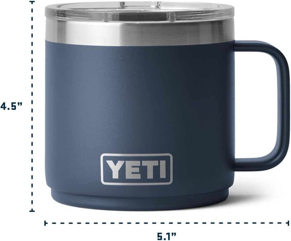 YETI Rambler 14 oz Ceramic Lined Mug - Vacuum Insulated Stainless Steel with MagSlider Lid | Cherry Blossom