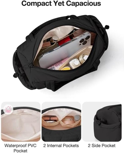 Noozion Mini Gym Bag - Lightweight Quilted Duffle with Wet Pocket & Adjustable Strap | 12 Inch for Yoga, Pilates & Daily Use