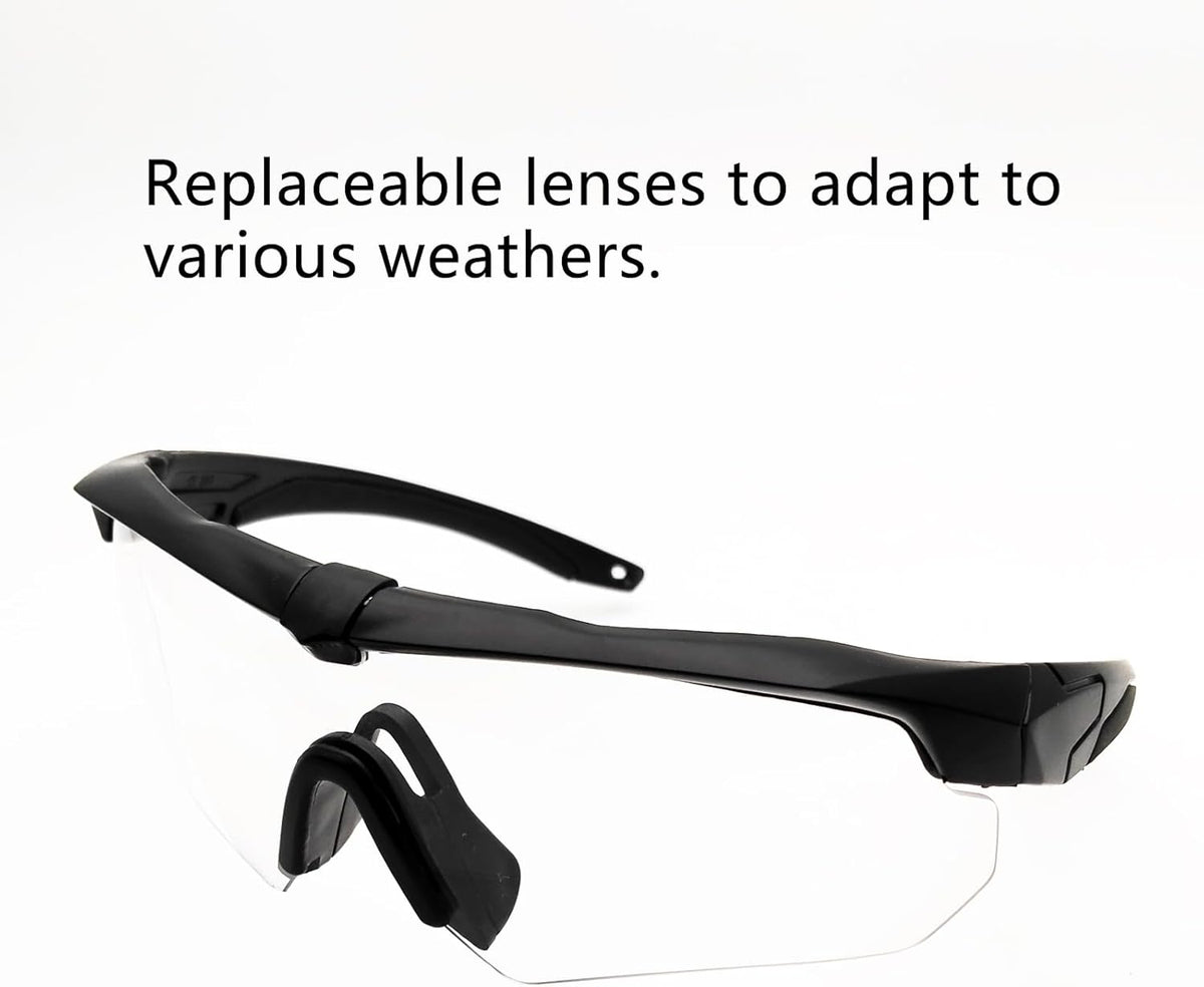 Skiennix Tactical Eyewear - Unisex Shooting Glasses with 3 Interchangeable Lenses | Airsoft Goggles