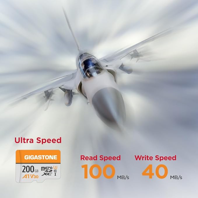 GIGASTONE 200GB Micro SD Card, A1 V30, 4K Video Recording, Compatible