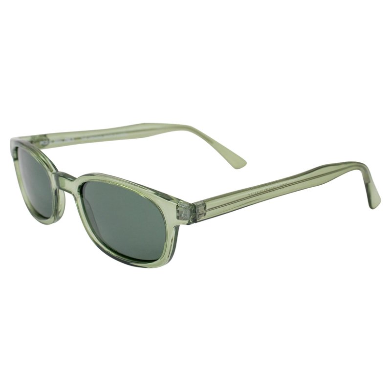 X-KD's Sunglasses 11269 20 Percent Larger than Original KD's ANSI Z80.3 Clear Green Frames w/Polarized Green Lenses
