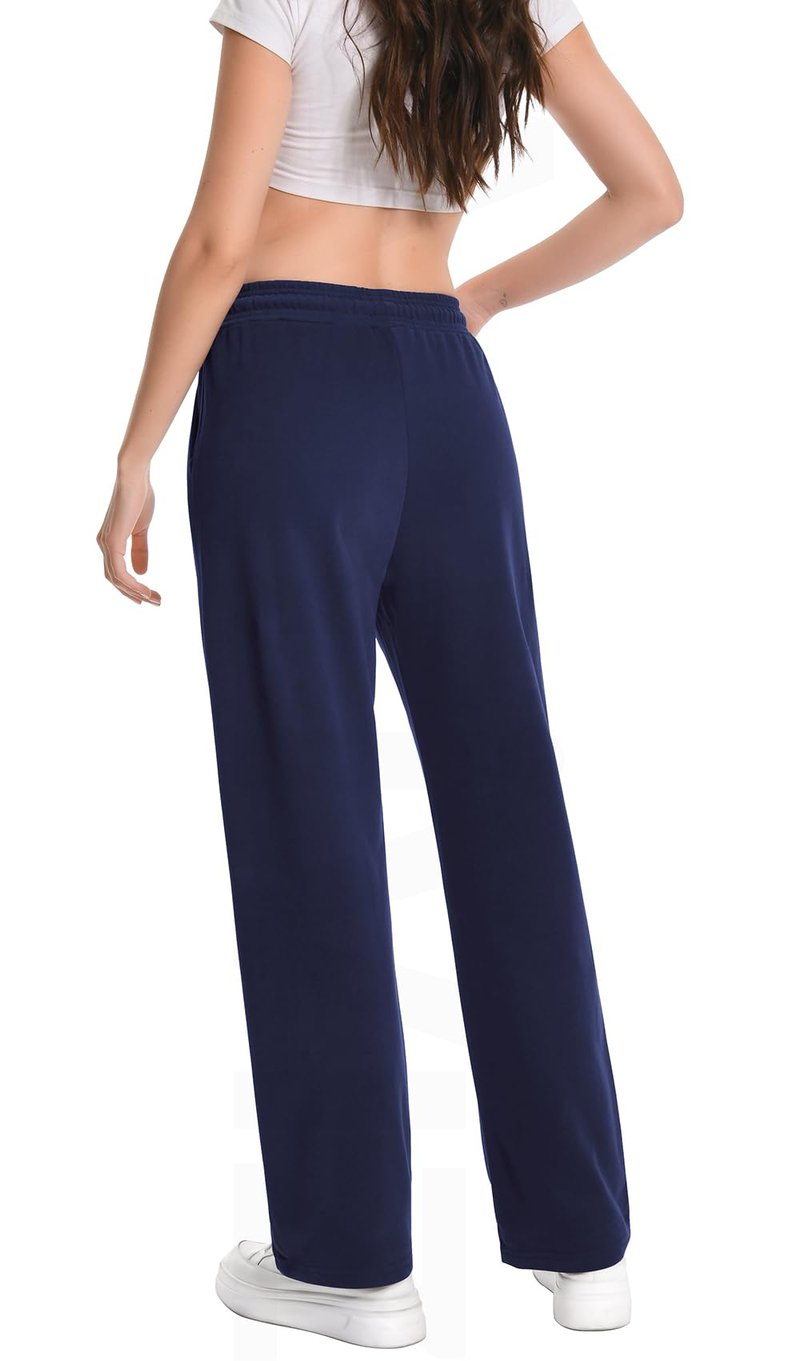 Straight Leg Stretch Cotton Women's Sweatpants Beach Joggers Lounge Womens Bowling Pants Trendy Athletic Women Slacks Track Workout Dance High Waisted Trousers Yoga Pants with Pockets Navy Blue L