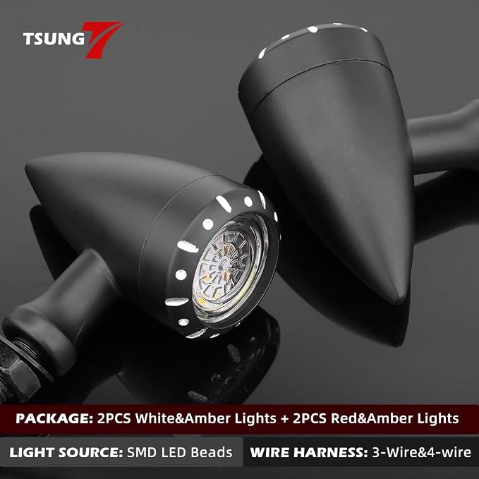 TSUNG 4PCS Motorcycle Bullet LED Front Rear Turn Signal Light SMD Blinker