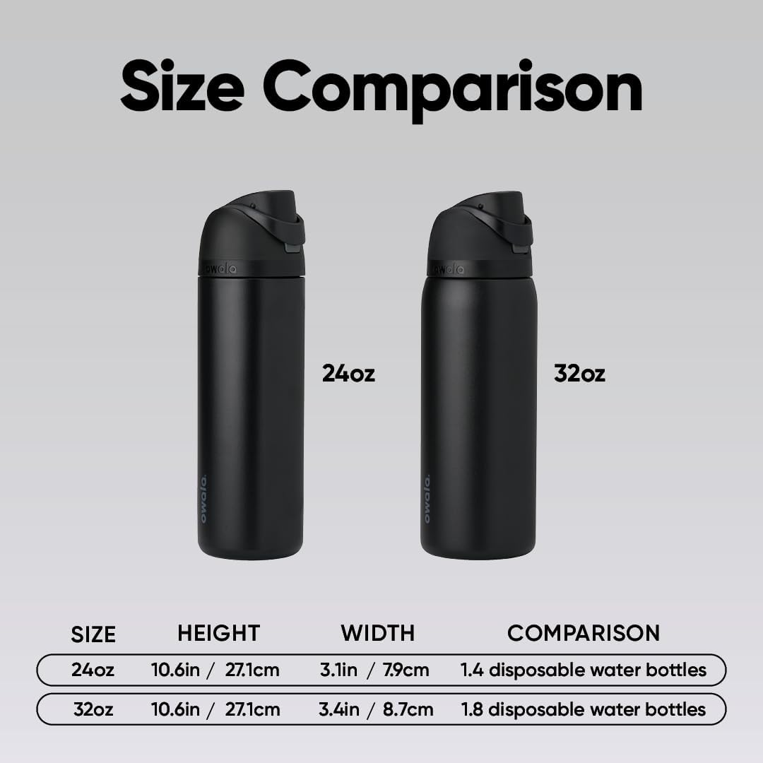 Owala FreeSip Insulated Stainless Steel Water Bottle - BPA-Free, 24 Oz, Ideal for Travel - Dark Color