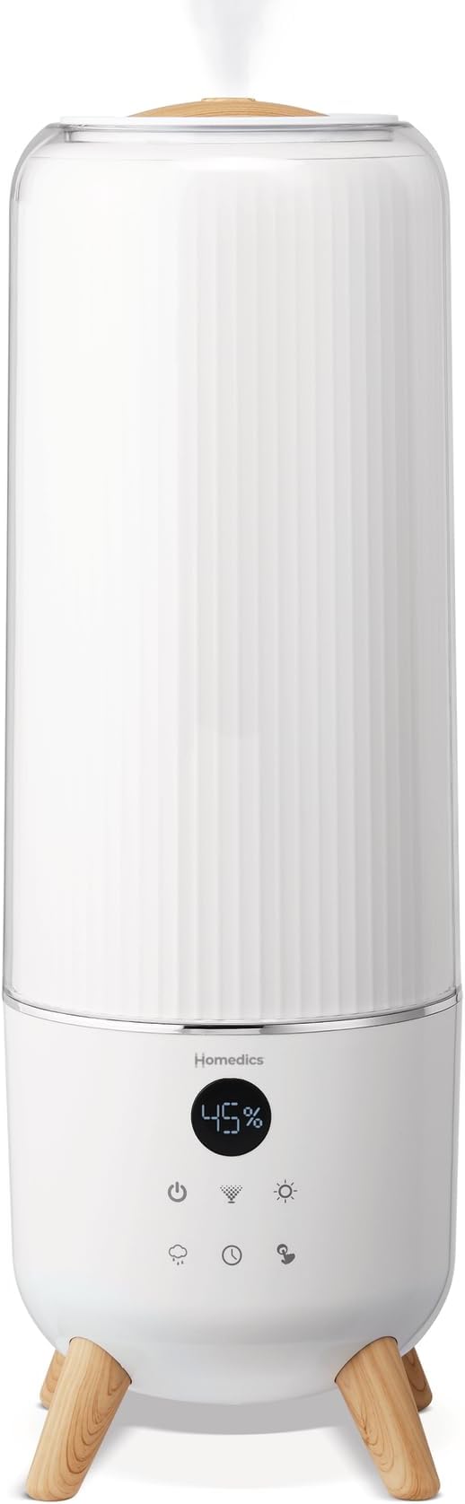 Homedics Ultrasonic Humidifier - Large Deluxe Air Humidifiers for Bedroom, Plants, Office - Top-Fill 1.47-Gallon Tank, Cool Mist, Essential Oil Pads and Built-In Timer, 3 Speed Settings, White