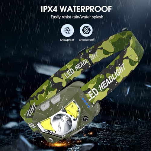 LHKNL Headlamp Flashlight, Lumen Bright Head Lamps LED Rechargeable-Green