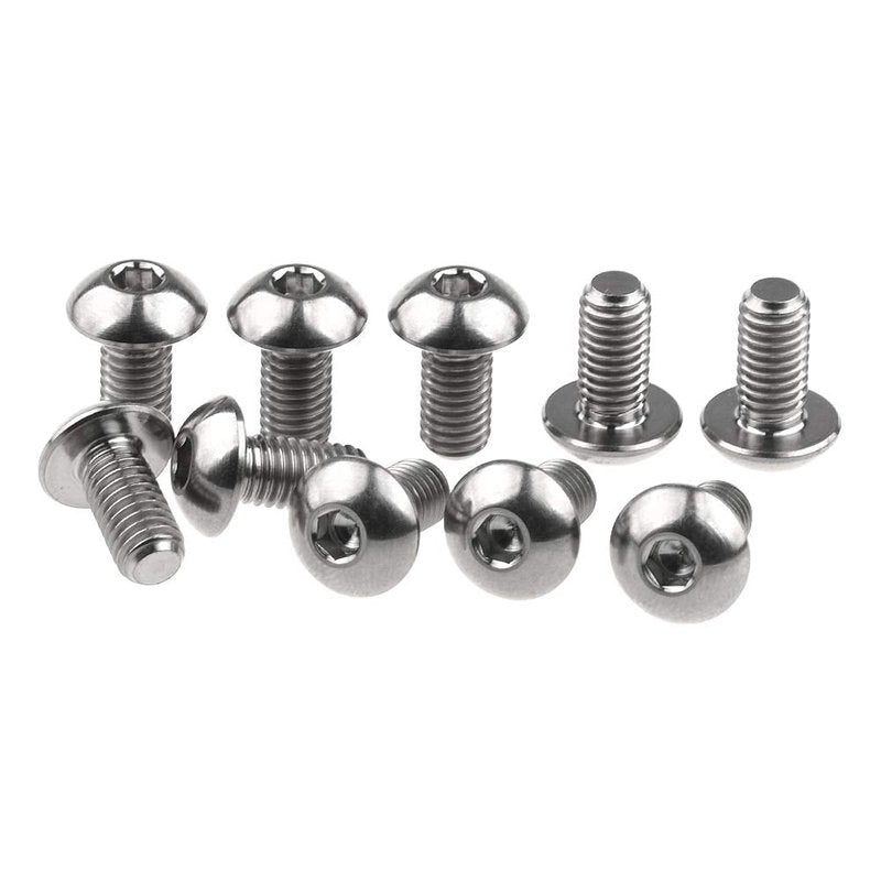 Wanyifa Titanium Ti Water Bottle Cage M5x8 10 12 15mm Bolt Button Head Allen Key Screws Pack of 10 (Silver, M5x10mm)