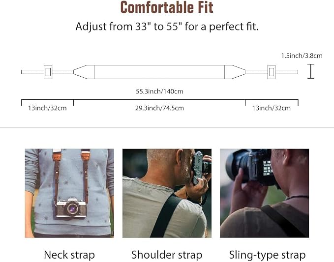 MoKo Camera Strap, Premuim Cotton Canvas Braided Adjustable Universal Sling