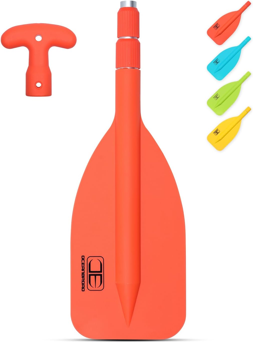 OCEANBROAD Telescoping Emergency Paddle - Adjustable 21'' to 42'' or 26'' to 54'' Aluminum Shaft for Kayaking & Boating