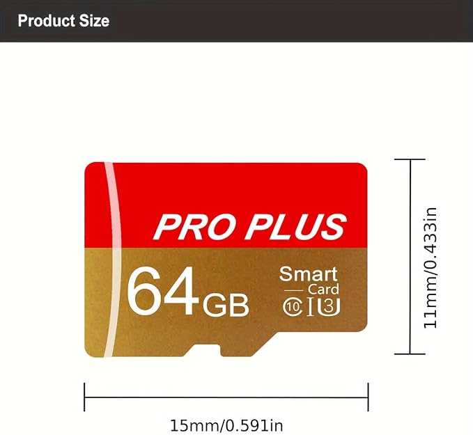 2 Pack Memory Card 64GB with Adapter, High Speed TF Card, UHS-I C10 A1 Memory