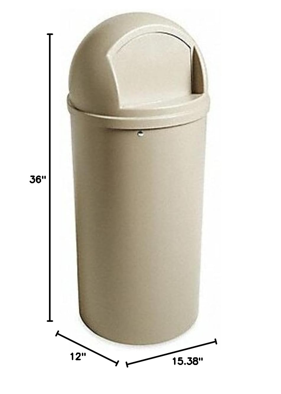 Rubbermaid Commercial Products Marshal Classic Container Round Trash Can 25 Gallons Beige Outdoor for Parks/College Campuses/Outdoor Shopping Malls