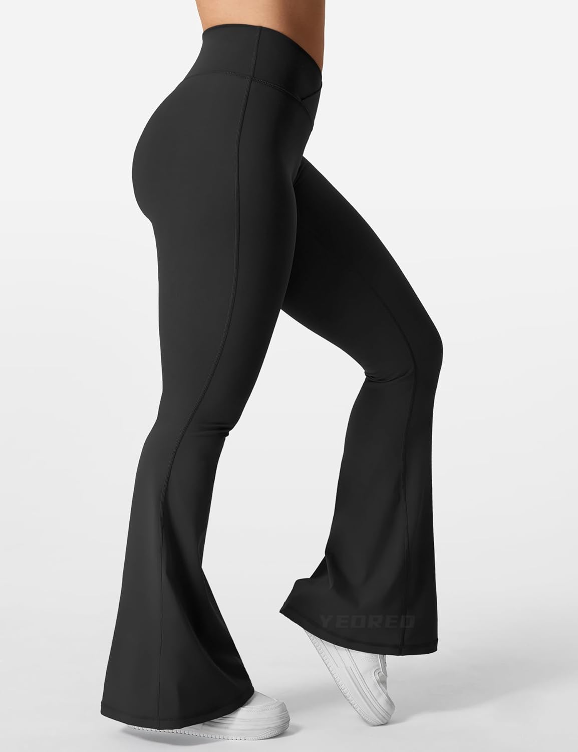 YEOREO Women's Yoga Leggings - Kalie Flare Scrunch V Cross Waist Design | Comfortable Fit
