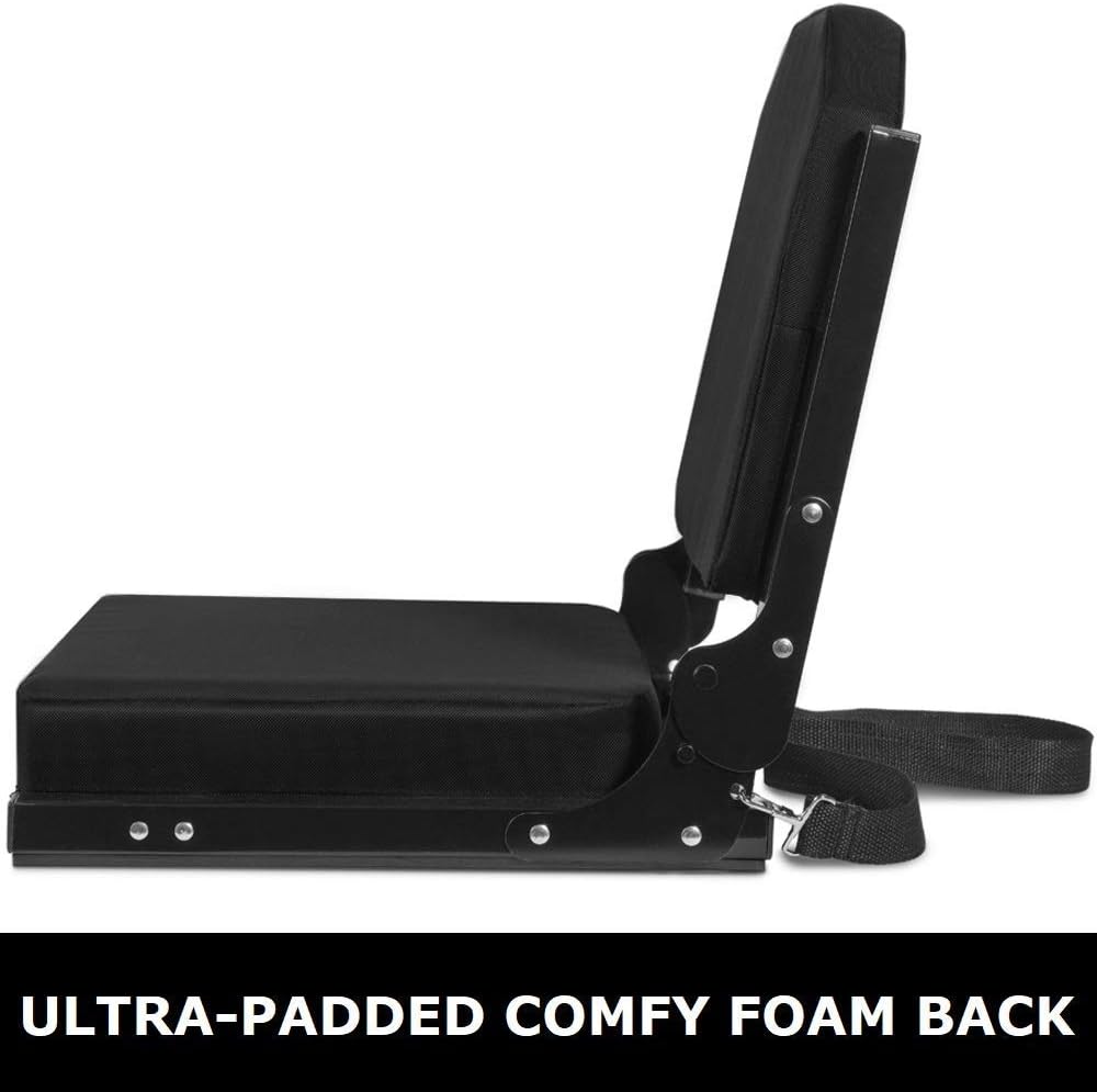 Ultra Comfy Stadium Seats by [Brand Name] - Padded Bleacher Chairs with Back Support | Portable Black